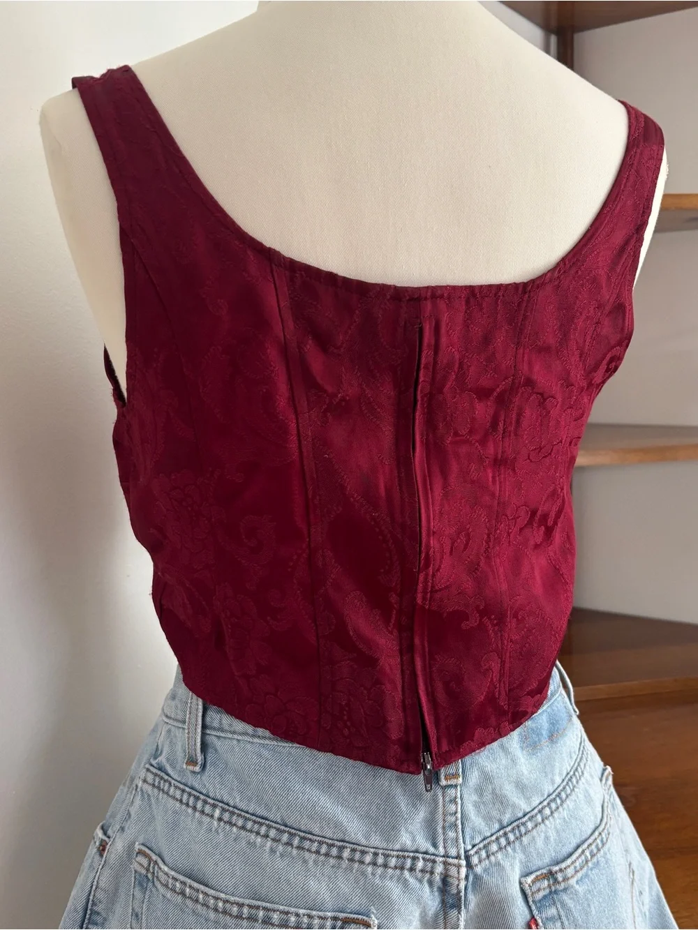 90s Smart Set Vintage Lace-Up Corset Crop Top - Picture 3 of 5